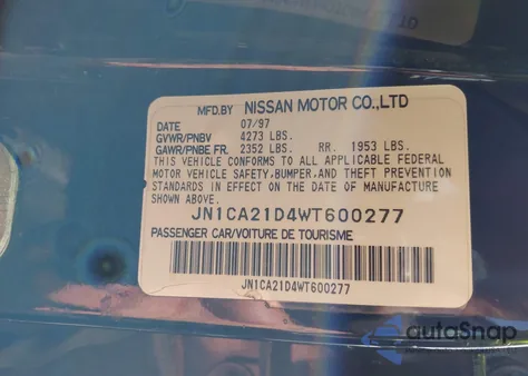 1998 Nissan Maxima Gle/Gxe/Se z USA, uszkodzony, nr VIN JN1CA21D4WT600277